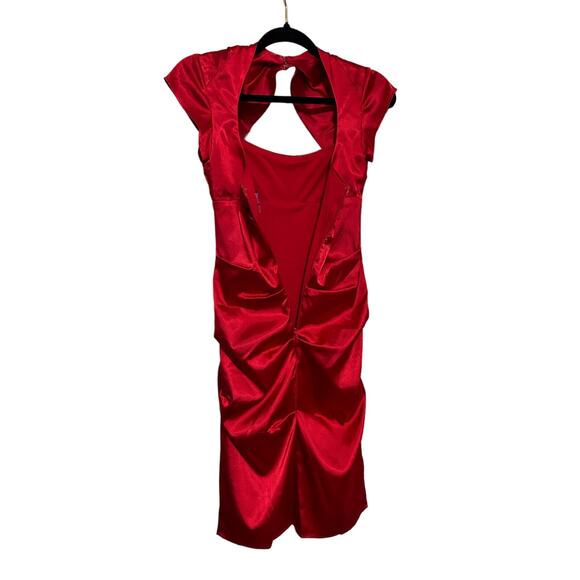 Red Bodycon Dress - Ruched - X-Small - Excellent Condition - Picture 2 of 7
